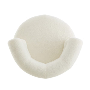 English Elm 360°swivel Barrel Accent Chair Teddy Fleece Plush Cocoon Seat for Bedroom or Living Room White N763P331761K