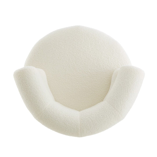 English Elm 360°swivel Barrel Accent Chair Teddy Fleece Plush Cocoon Seat for Bedroom or Living Room White N763P331761K