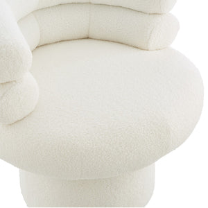 English Elm 360°swivel Barrel Accent Chair Teddy Fleece Plush Cocoon Seat for Bedroom or Living Room White N763P331761K
