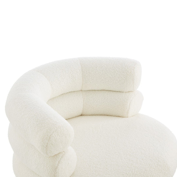 English Elm 360°swivel Barrel Accent Chair Teddy Fleece Plush Cocoon Seat for Bedroom or Living Room White N763P331761K