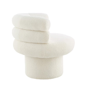 English Elm 360°swivel Barrel Accent Chair Teddy Fleece Plush Cocoon Seat for Bedroom or Living Room White N763P331761K