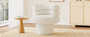 English Elm 360°swivel Barrel Accent Chair Teddy Fleece Plush Cocoon Seat for Bedroom or Living Room White N763P331761K