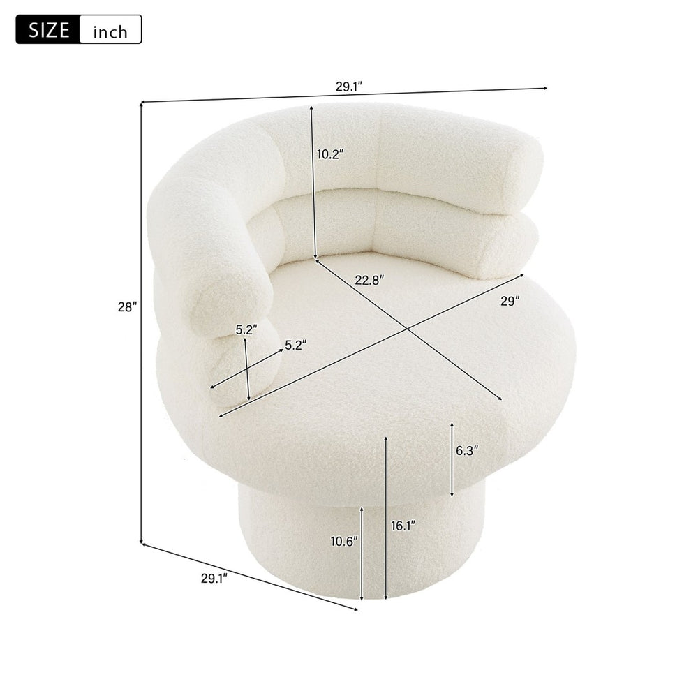 English Elm 360°swivel Barrel Accent Chair Teddy Fleece Plush Cocoon Seat for Bedroom or Living Room White N763P331761K