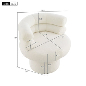 English Elm 360°swivel Barrel Accent Chair Teddy Fleece Plush Cocoon Seat for Bedroom or Living Room White N763P331761K