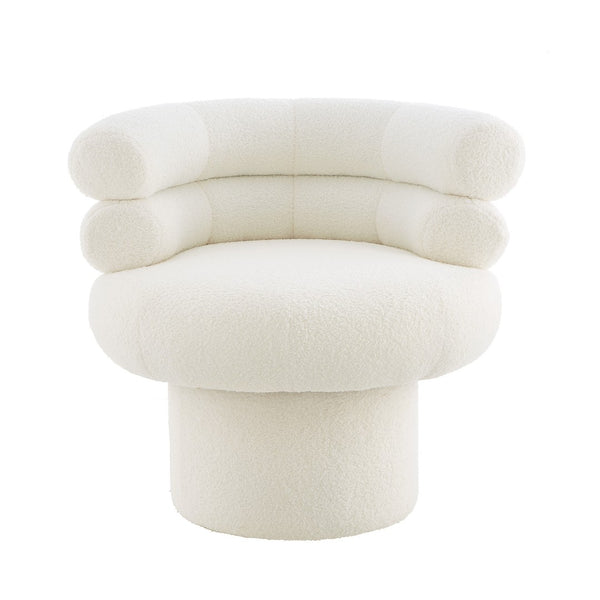 English Elm 360°swivel Barrel Accent Chair Teddy Fleece Plush Cocoon Seat for Bedroom or Living Room White N763P331761K