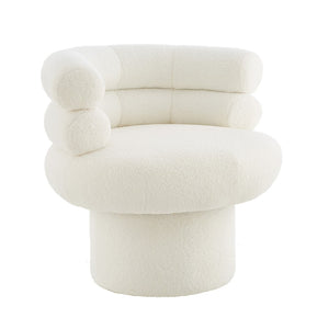 English Elm 360°swivel Barrel Accent Chair Teddy Fleece Plush Cocoon Seat for Bedroom or Living Room White N763P331761K