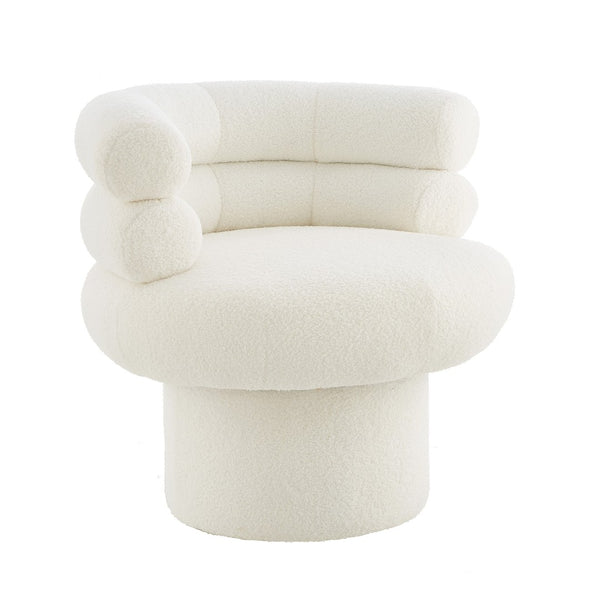 English Elm 360°swivel Barrel Accent Chair Teddy Fleece Plush Cocoon Seat for Bedroom or Living Room White N763P331761K
