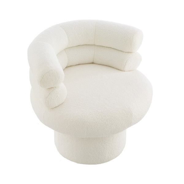 English Elm 360°swivel Barrel Accent Chair Teddy Fleece Plush Cocoon Seat for Bedroom or Living Room White N763P331761K