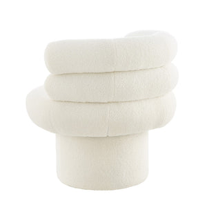English Elm 360°swivel Barrel Accent Chair Teddy Fleece Plush Cocoon Seat for Bedroom or Living Room White N763P331761K