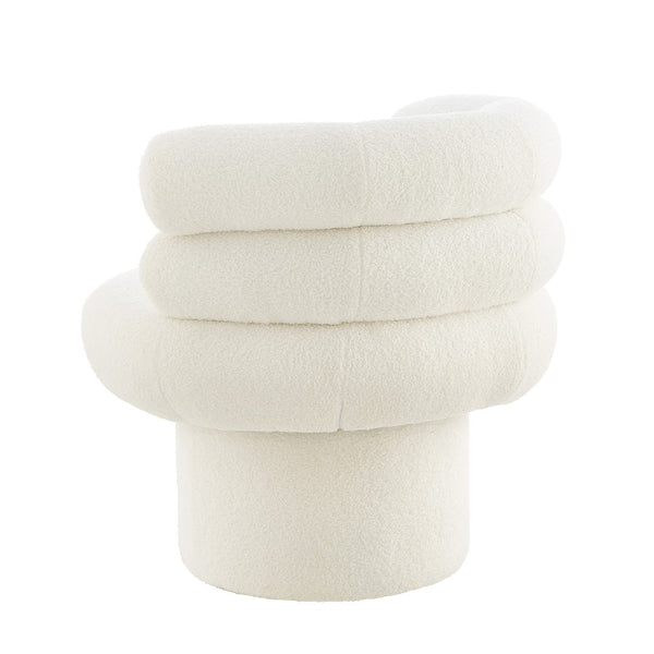 English Elm 360°swivel Barrel Accent Chair Teddy Fleece Plush Cocoon Seat for Bedroom or Living Room White N763P331761K