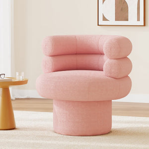 English Elm 360°swivel Barrel Accent Chair Teddy Fleece Plush Cocoon Seat for Bedroom or Living Room Pink N763P331761P