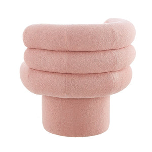 English Elm 360°swivel Barrel Accent Chair Teddy Fleece Plush Cocoon Seat for Bedroom or Living Room Pink N763P331761P