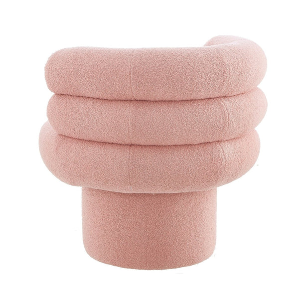 English Elm 360°swivel Barrel Accent Chair Teddy Fleece Plush Cocoon Seat for Bedroom or Living Room Pink N763P331761P