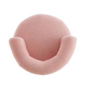 English Elm 360°swivel Barrel Accent Chair Teddy Fleece Plush Cocoon Seat for Bedroom or Living Room Pink N763P331761P