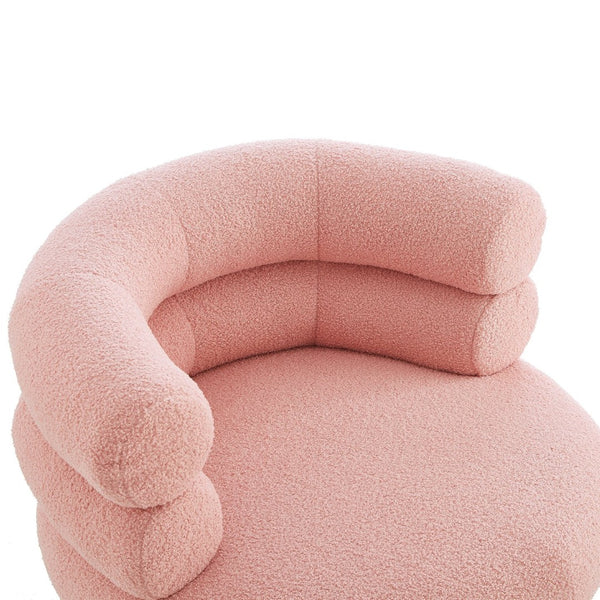 English Elm 360°swivel Barrel Accent Chair Teddy Fleece Plush Cocoon Seat for Bedroom or Living Room Pink N763P331761P