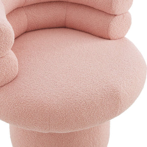 English Elm 360°swivel Barrel Accent Chair Teddy Fleece Plush Cocoon Seat for Bedroom or Living Room Pink N763P331761P