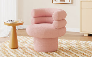 English Elm 360°swivel Barrel Accent Chair Teddy Fleece Plush Cocoon Seat for Bedroom or Living Room Pink N763P331761P
