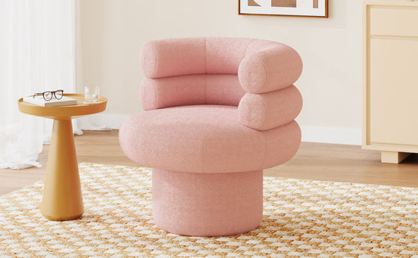English Elm 360°swivel Barrel Accent Chair Teddy Fleece Plush Cocoon Seat for Bedroom or Living Room Pink N763P331761P