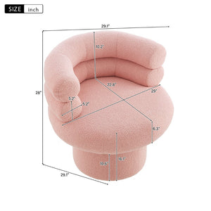 English Elm 360°swivel Barrel Accent Chair Teddy Fleece Plush Cocoon Seat for Bedroom or Living Room Pink N763P331761P