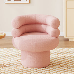 English Elm 360°swivel Barrel Accent Chair Teddy Fleece Plush Cocoon Seat for Bedroom or Living Room Pink N763P331761P