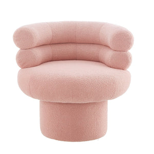 English Elm 360°swivel Barrel Accent Chair Teddy Fleece Plush Cocoon Seat for Bedroom or Living Room Pink N763P331761P