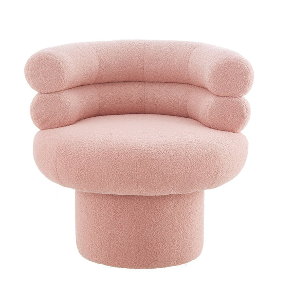 English Elm 360°swivel Barrel Accent Chair Teddy Fleece Plush Cocoon Seat for Bedroom or Living Room Pink N763P331761P