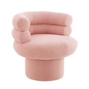 English Elm 360°swivel Barrel Accent Chair Teddy Fleece Plush Cocoon Seat for Bedroom or Living Room Pink N763P331761P