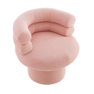 English Elm 360°swivel Barrel Accent Chair Teddy Fleece Plush Cocoon Seat for Bedroom or Living Room Pink N763P331761P