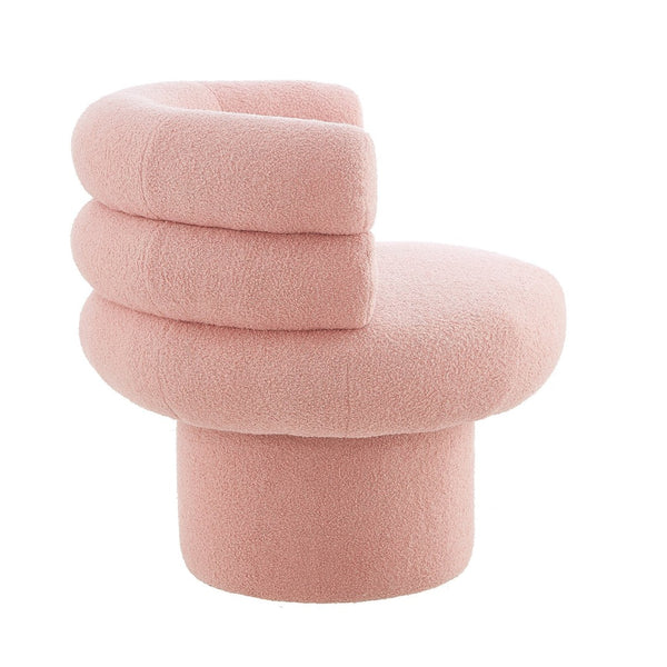 English Elm 360°swivel Barrel Accent Chair Teddy Fleece Plush Cocoon Seat for Bedroom or Living Room Pink N763P331761P