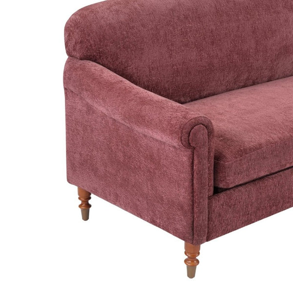 English Elm Modern Chenille Loveseat with Rolled Arms Pocket Spring Support for Cozy Living Spaces Red N763P362173J