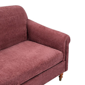 English Elm Modern Chenille Loveseat with Rolled Arms Pocket Spring Support for Cozy Living Spaces Red N763P362173J