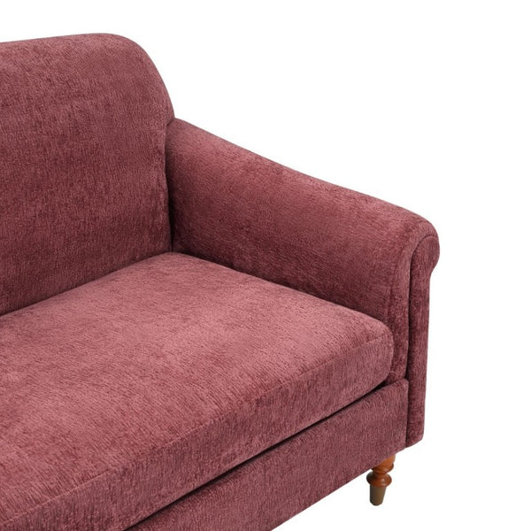 English Elm Modern Chenille Loveseat with Rolled Arms Pocket Spring Support for Cozy Living Spaces Red N763P362173J