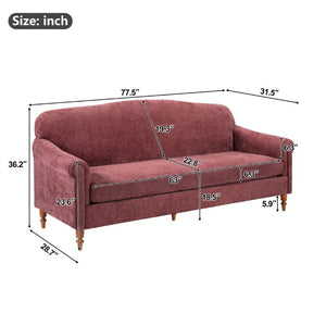 English Elm Modern Chenille Loveseat with Rolled Arms Pocket Spring Support for Cozy Living Spaces Red N763P362173J