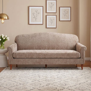 English Elm Modern Chenille Loveseat with Rolled Arms Pocket Spring Support for Cozy Living Spaces Oatmeal N763P362173O