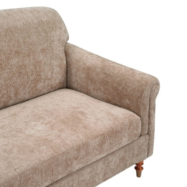 English Elm Modern Chenille Loveseat with Rolled Arms Pocket Spring Support for Cozy Living Spaces Oatmeal N763P362173O
