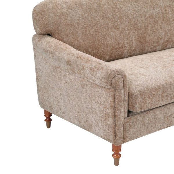 English Elm Modern Chenille Loveseat with Rolled Arms Pocket Spring Support for Cozy Living Spaces Oatmeal N763P362173O