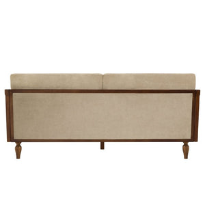 English Elm 70.9 Inch Mid-Century Chenille Three Seat Sofa with Rattan Panels and Rubberwood Legs N763P379762W
