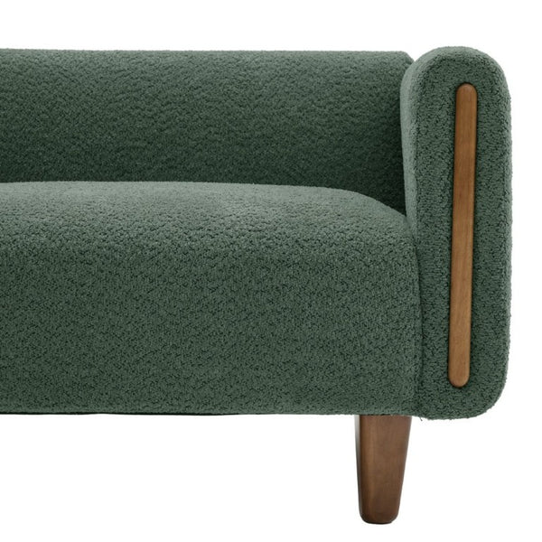 English Elm Modern Boucle Three Seat Sofa with Rubberwood Legs and Pocket Spring Support for Living Room Green N763P403678F