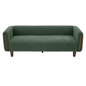 English Elm Modern Boucle Three Seat Sofa with Rubberwood Legs and Pocket Spring Support for Living Room Green N763P403678F