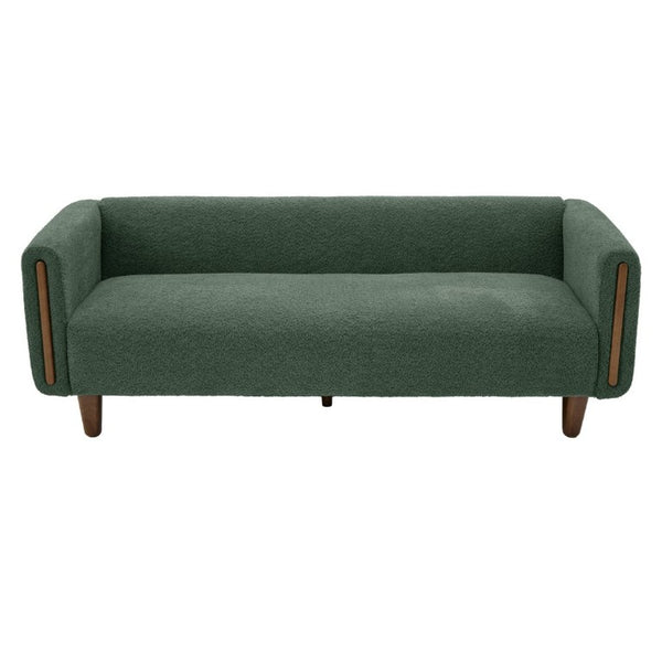 English Elm Modern Boucle Three Seat Sofa with Rubberwood Legs and Pocket Spring Support for Living Room Green N763P403678F