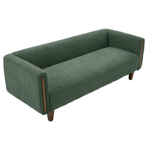 English Elm Modern Boucle Three Seat Sofa with Rubberwood Legs and Pocket Spring Support for Living Room Green N763P403678F