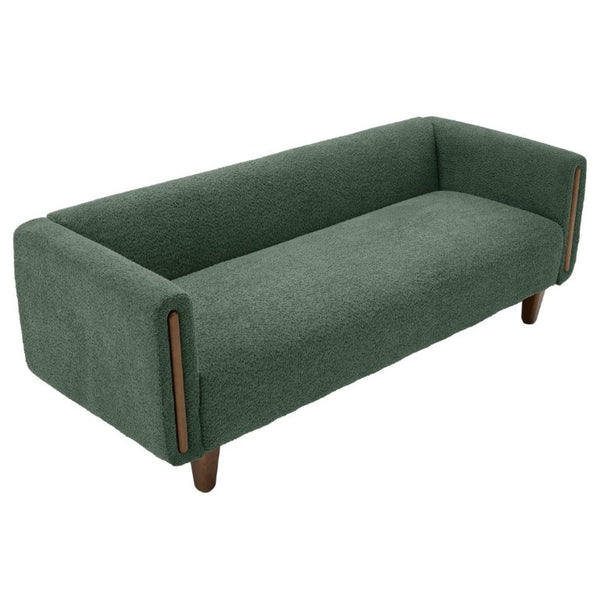 English Elm Modern Boucle Three Seat Sofa with Rubberwood Legs and Pocket Spring Support for Living Room Green N763P403678F