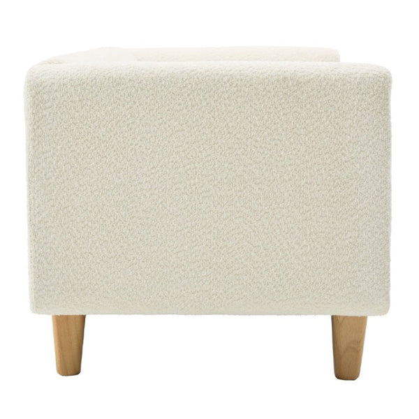English Elm Modern Boucle Three Seat Sofa with Rubberwood Legs and Pocket Spring Support for Living Room Beige N763P403678K