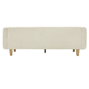English Elm Modern Boucle Three Seat Sofa with Rubberwood Legs and Pocket Spring Support for Living Room Beige N763P403678K