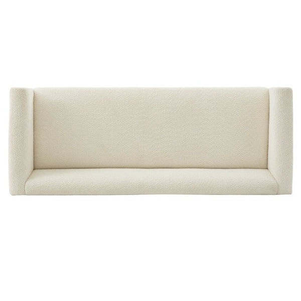 English Elm Modern Boucle Three Seat Sofa with Rubberwood Legs and Pocket Spring Support for Living Room Beige N763P403678K