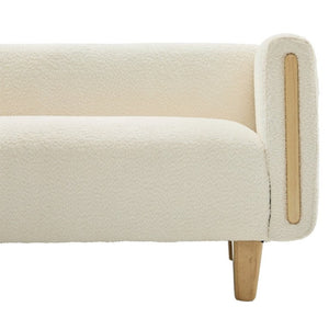 English Elm Modern Boucle Three Seat Sofa with Rubberwood Legs and Pocket Spring Support for Living Room Beige N763P403678K