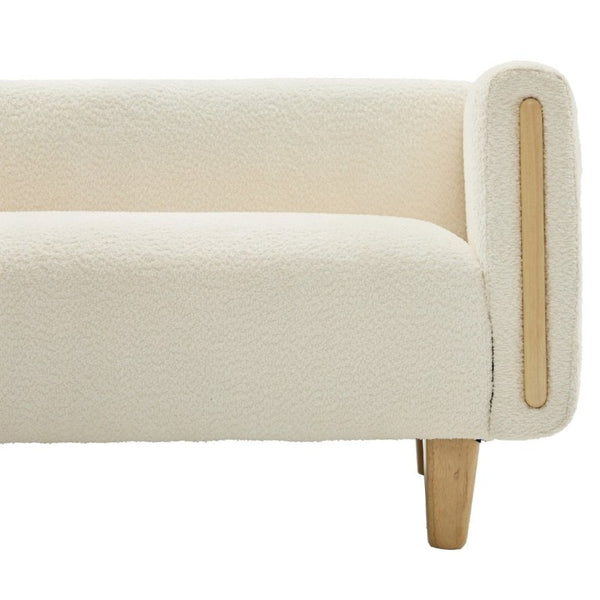 English Elm Modern Boucle Three Seat Sofa with Rubberwood Legs and Pocket Spring Support for Living Room Beige N763P403678K