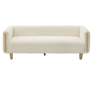 English Elm Modern Boucle Three Seat Sofa with Rubberwood Legs and Pocket Spring Support for Living Room Beige N763P403678K