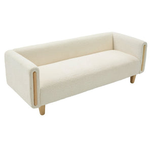 English Elm Modern Boucle Three Seat Sofa with Rubberwood Legs and Pocket Spring Support for Living Room Beige N763P403678K