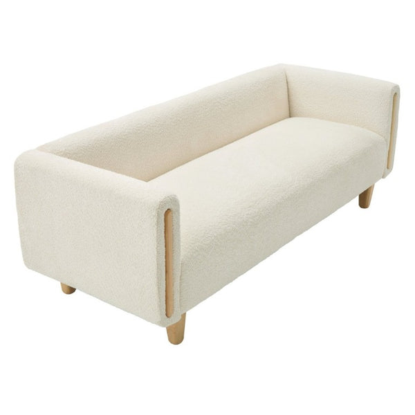 English Elm Modern Boucle Three Seat Sofa with Rubberwood Legs and Pocket Spring Support for Living Room Beige N763P403678K